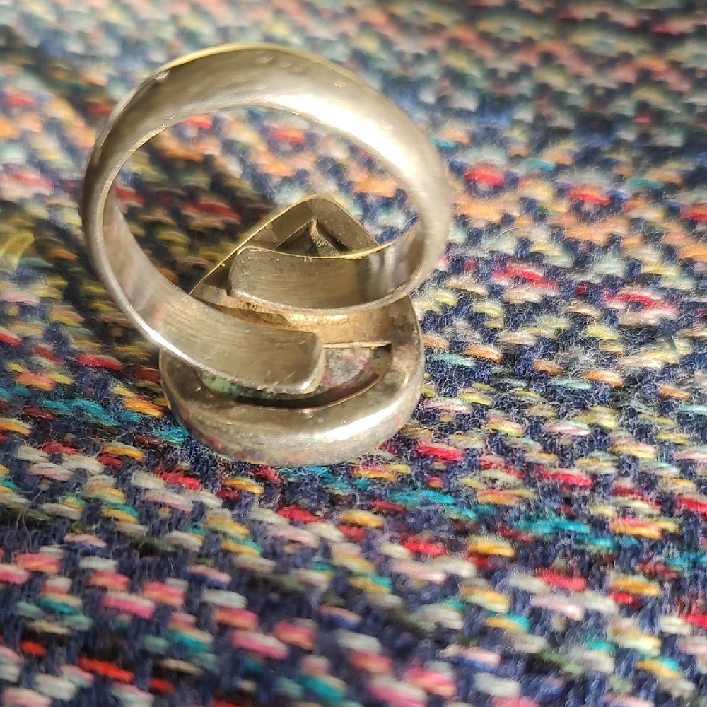 Sterling Silver Teardrop Ruby Zoisite Statement Ring - Pink & Green - Picture 3 of 4